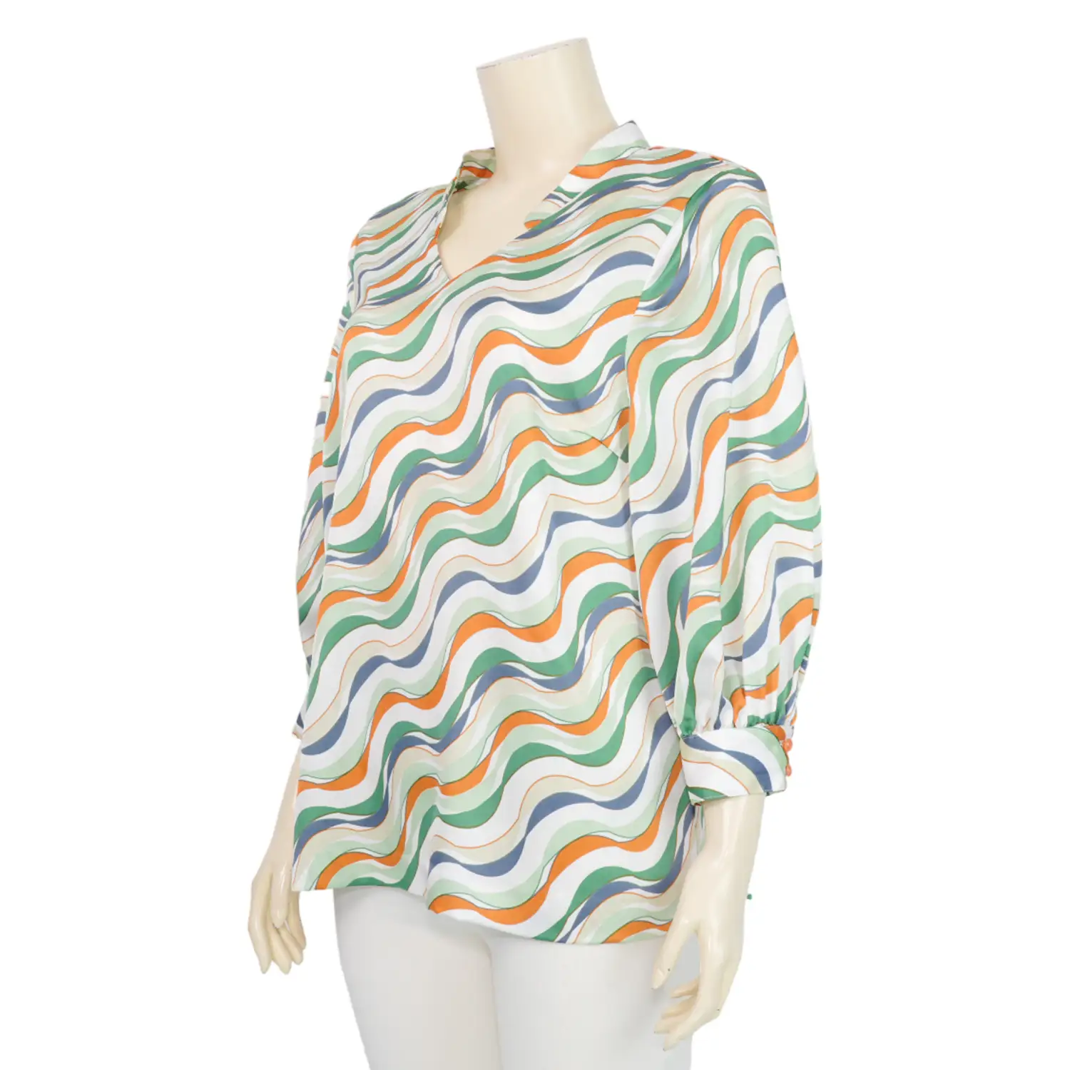 เบคกี้ รัสเซล เสื้อคอตั้ง ผ่าหน้าคอวี แขนพองยาว 5 ส่วน - Image 2