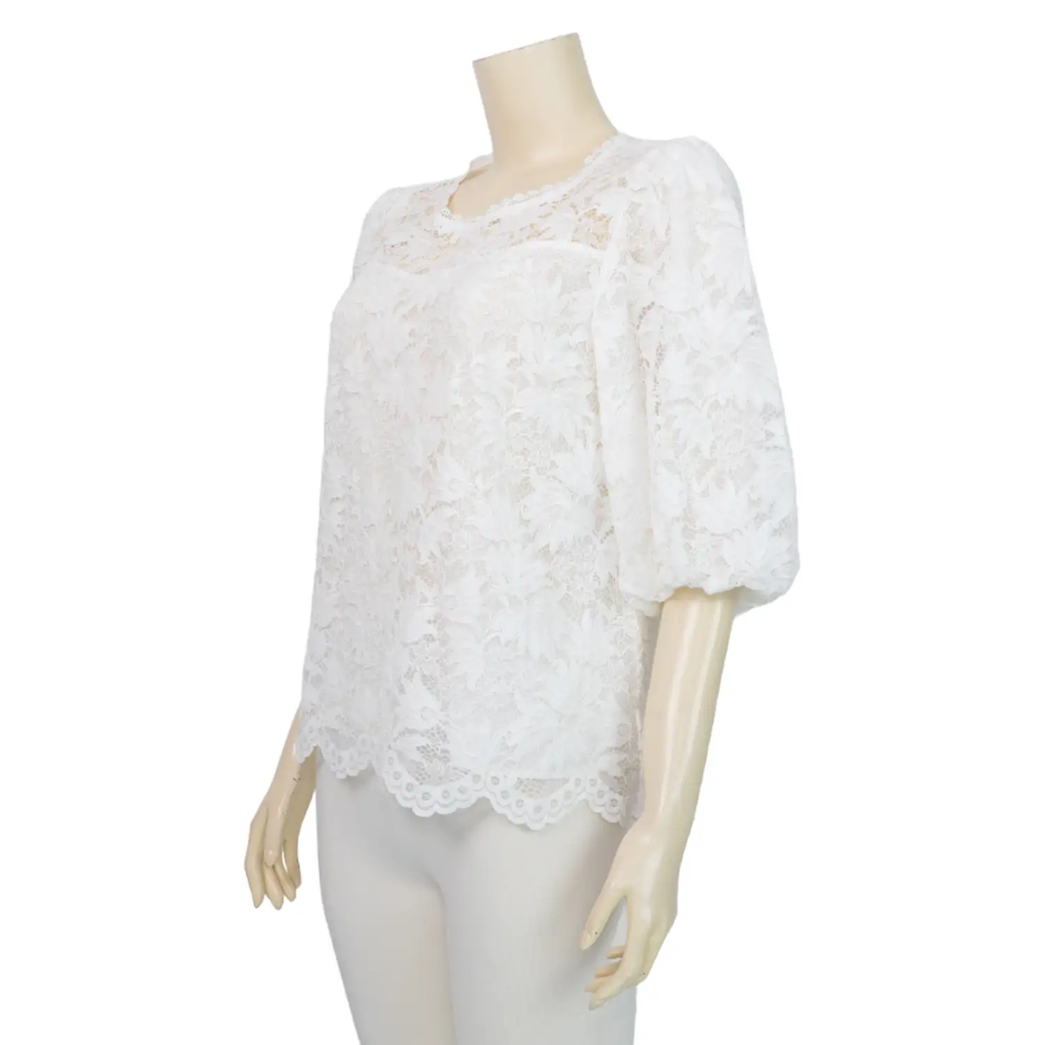 เบคกี้ รัสเซล เสื้อคอกลม ผ้าลูกไม้ แขนพองยาว 4 ส่วน - Image 2