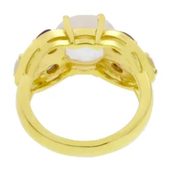 แหวนเงิน925 ชุบทอง18K ประดับโรส ควอตซ์, การ์เนต และโทแพซสีขาว - Image 4