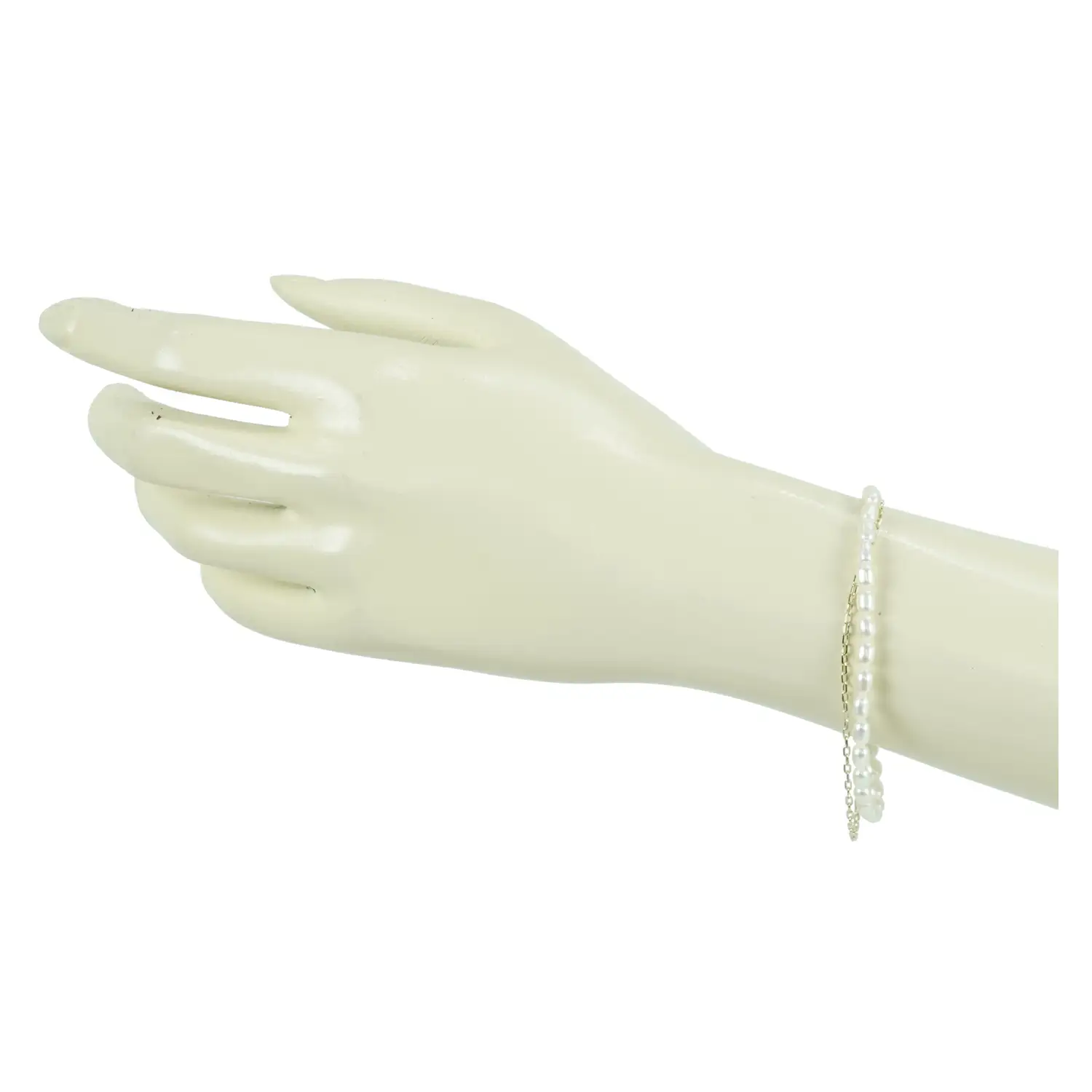 สร้อยข้อมือมุกน้ำจืด พร้อมโซ่ทอง9K ดีไซน์สายคู่ - Image 2