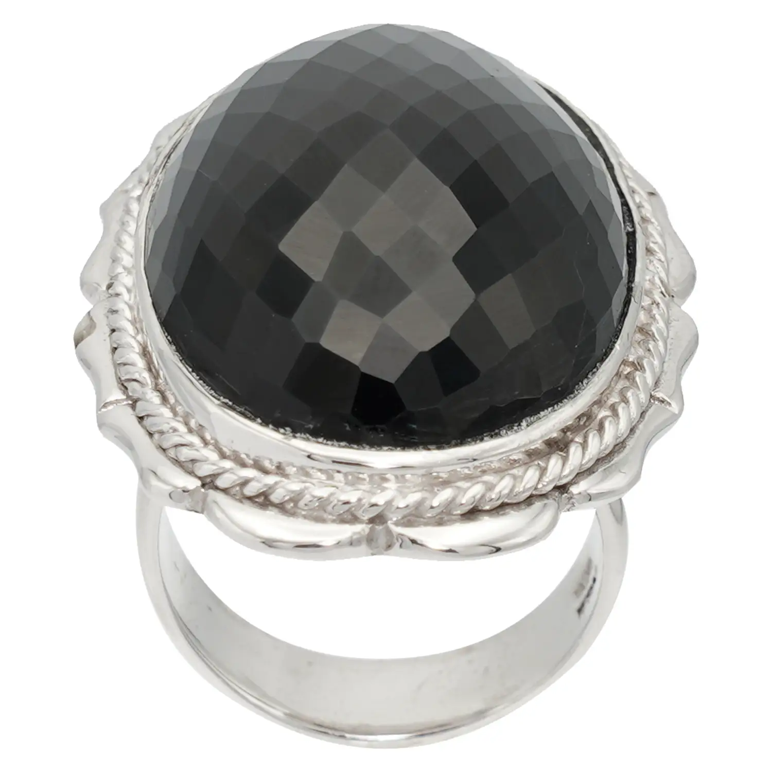 แหวนเงิน925 ประดับสปิเนลสีดำทรงรี ดีไซน์ Solitaire - Image 2