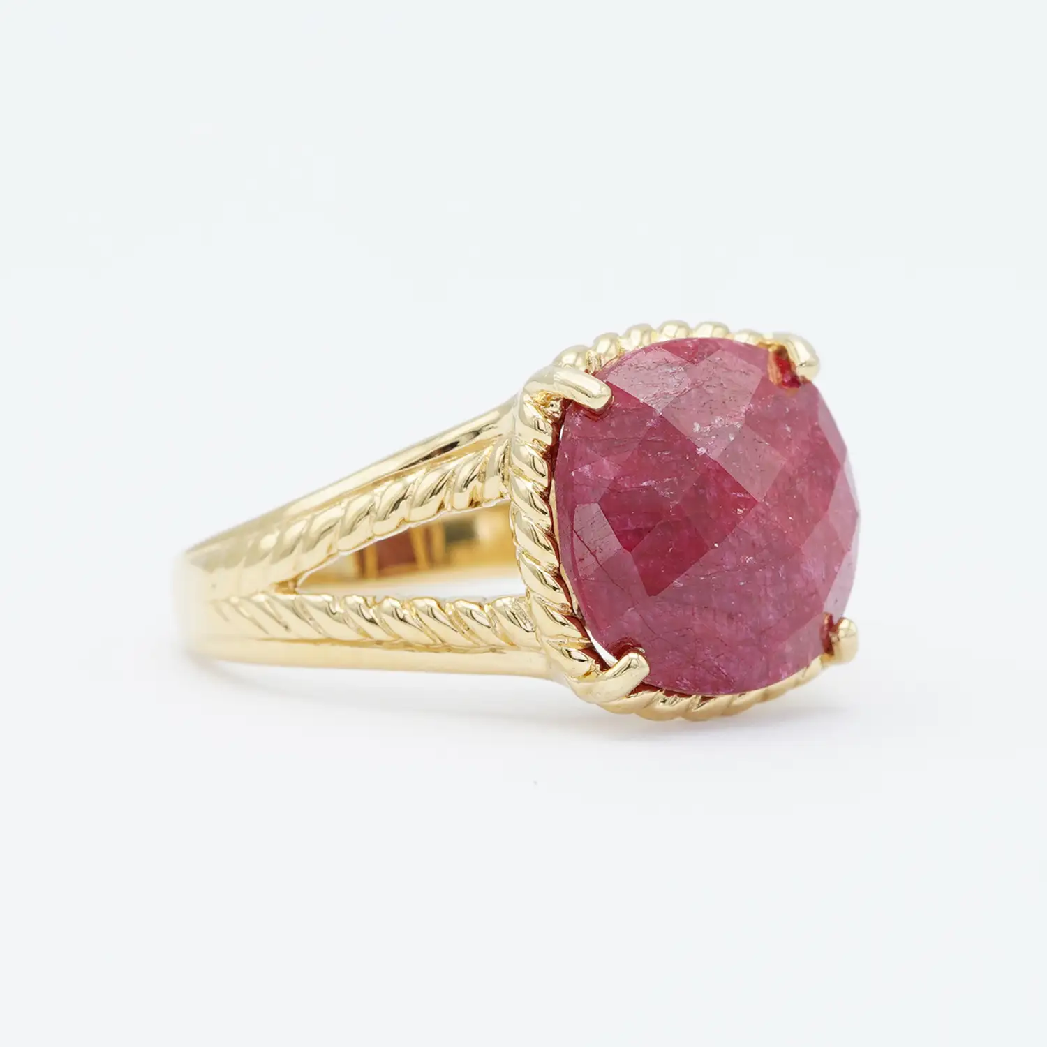 แหวนเงิน925 ชุบทอง18K ประดับคอรันดัมสีแดง - Image 2