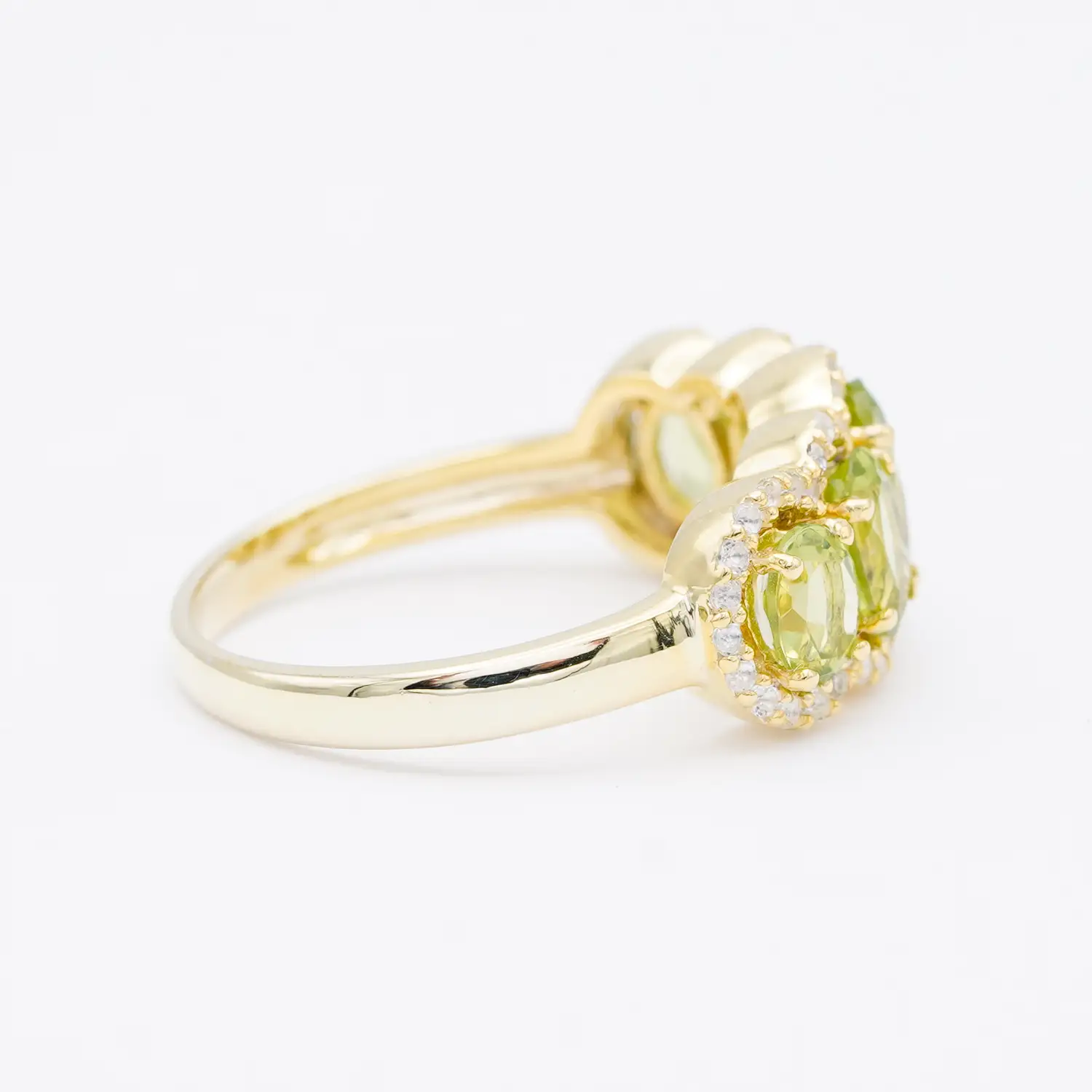 แหวนเงิน925 ชุบทอง18K ประดับเพริดอต และโทแพซสีขาว - Image 3