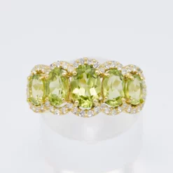 แหวนเงิน925 ชุบทอง18K ประดับเพริดอต และโทแพซสีขาว - Image 2