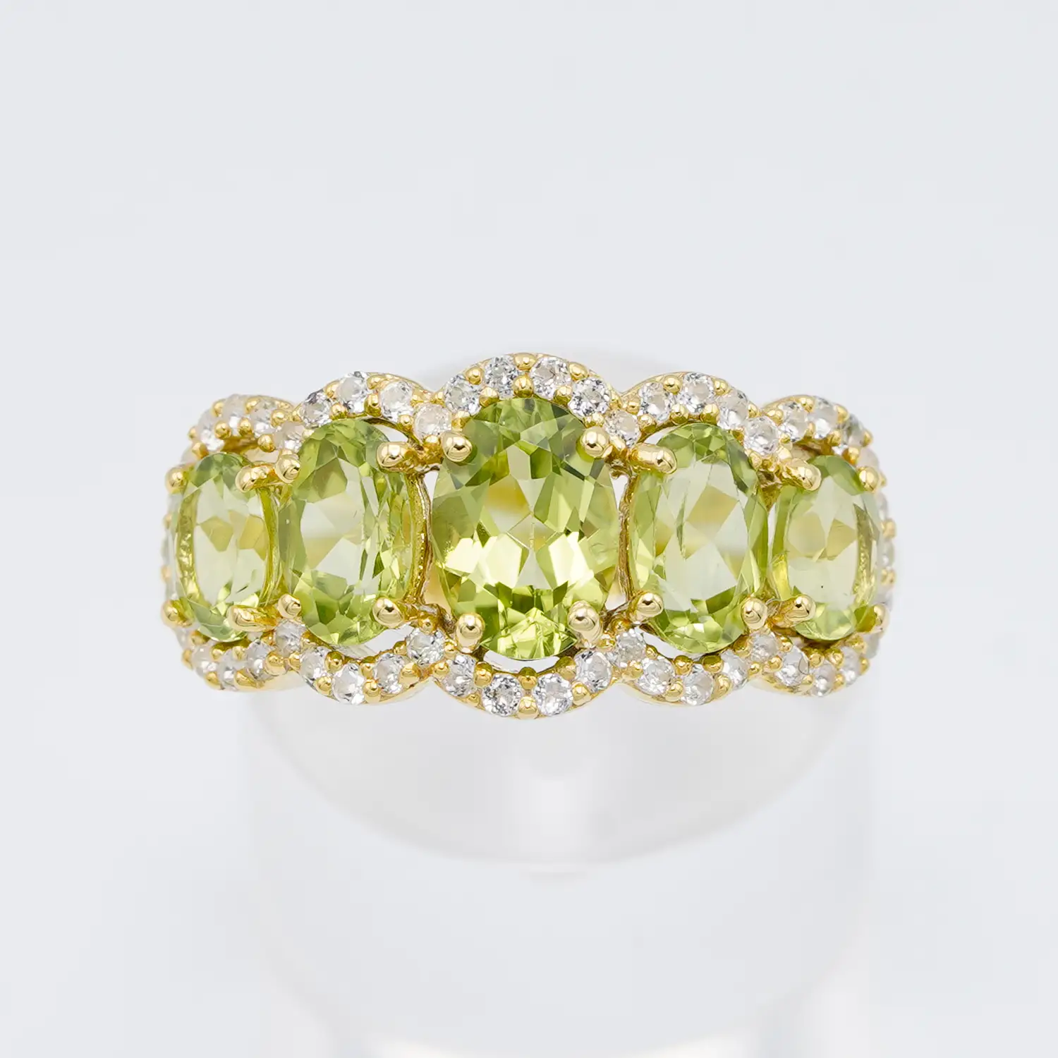 แหวนเงิน925 ชุบทอง18K ประดับเพริดอต และโทแพซสีขาว - Image 2