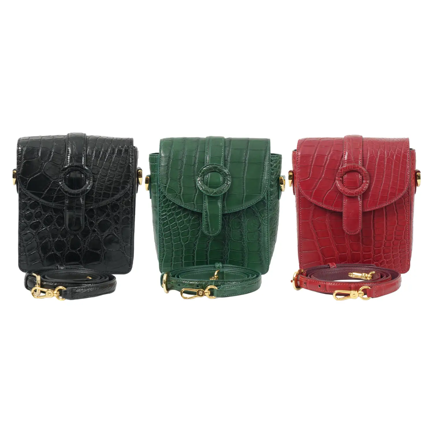 รีเวอร์ กระเป๋าสะพาย หนังท้องจระเข้ ฝากระเป๋าตกแต่ง หัวเข็มขัด