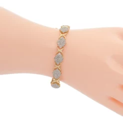 คัลเลอร์ ไดมอนด์ สร้อยข้อมือทอง10K ประดับเพชรสีขาว - Image 2