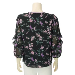 มินนะ เสื้อคอกลม แขนแต่งระบาย ยาว 5 ส่วน  ผ้าลายดอกไม้ - Image 3