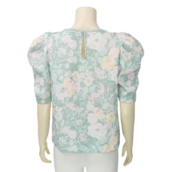 มินนะ เสื้อคอกลม แขนตุ๊กตา ผ้าแจ็คการ์ดลายดอกไม้ - Image 3