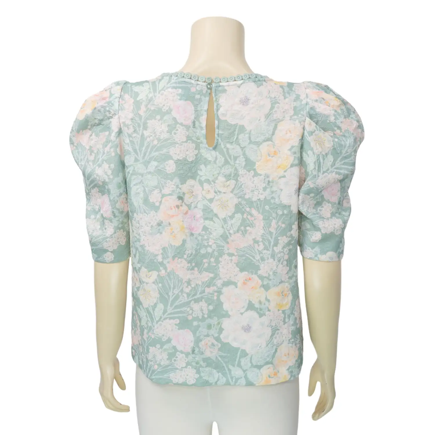 มินนะ เสื้อคอกลม แขนตุ๊กตา ผ้าแจ็คการ์ดลายดอกไม้ - Image 3