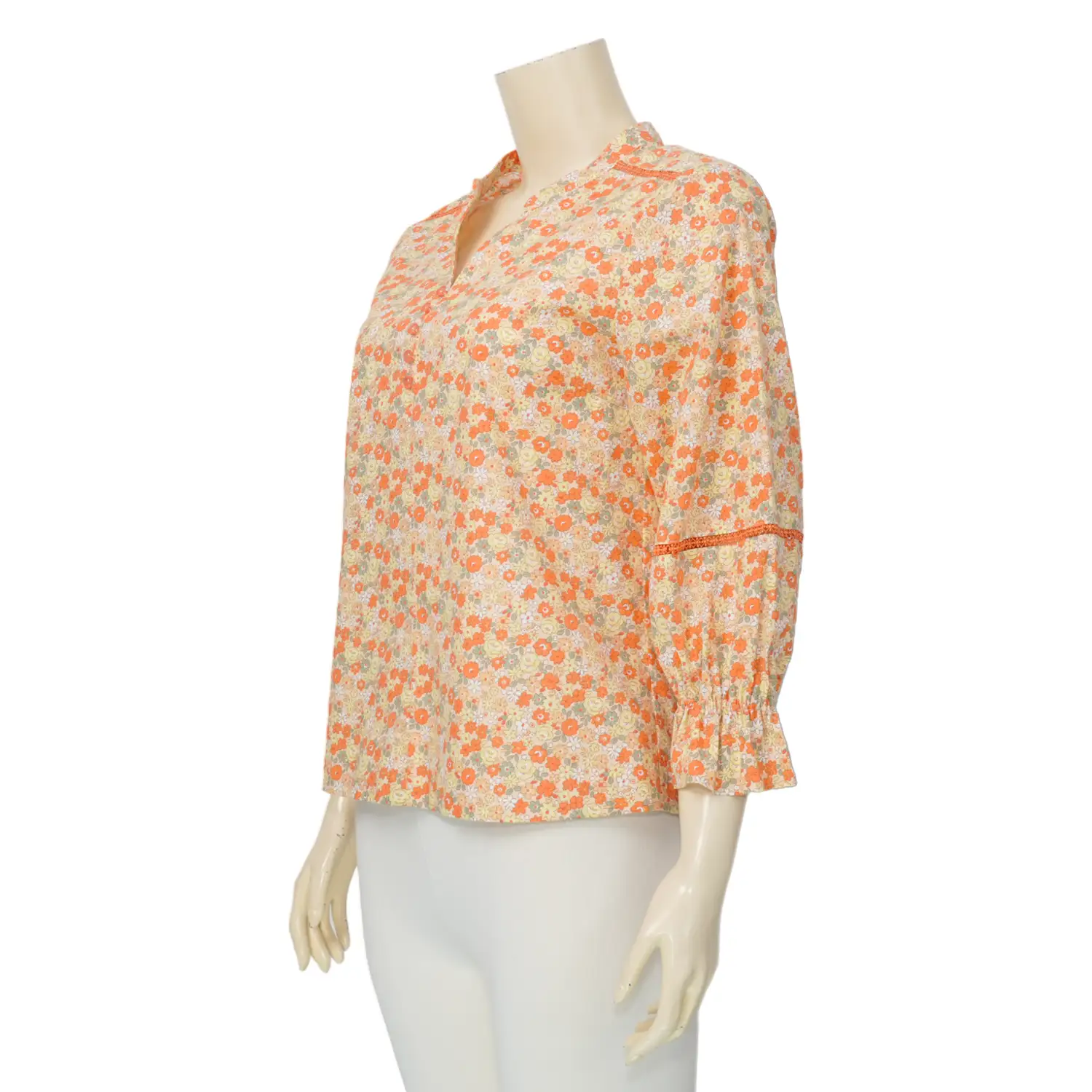 มินนะ เสื้อคอจีน แขนพองยาว 5 ส่วน ผ้าคอตตอน พิมพ์ลายดอกไม้ - Image 2
