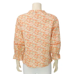 มินนะ เสื้อคอจีน แขนพองยาว 5 ส่วน ผ้าคอตตอน พิมพ์ลายดอกไม้ - Image 3
