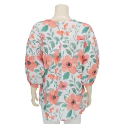 ลียา เสื้อคอกลม  แขนพองยาว 3 ส่วน  ลายดอกไม้สีน้ำ - Image 3