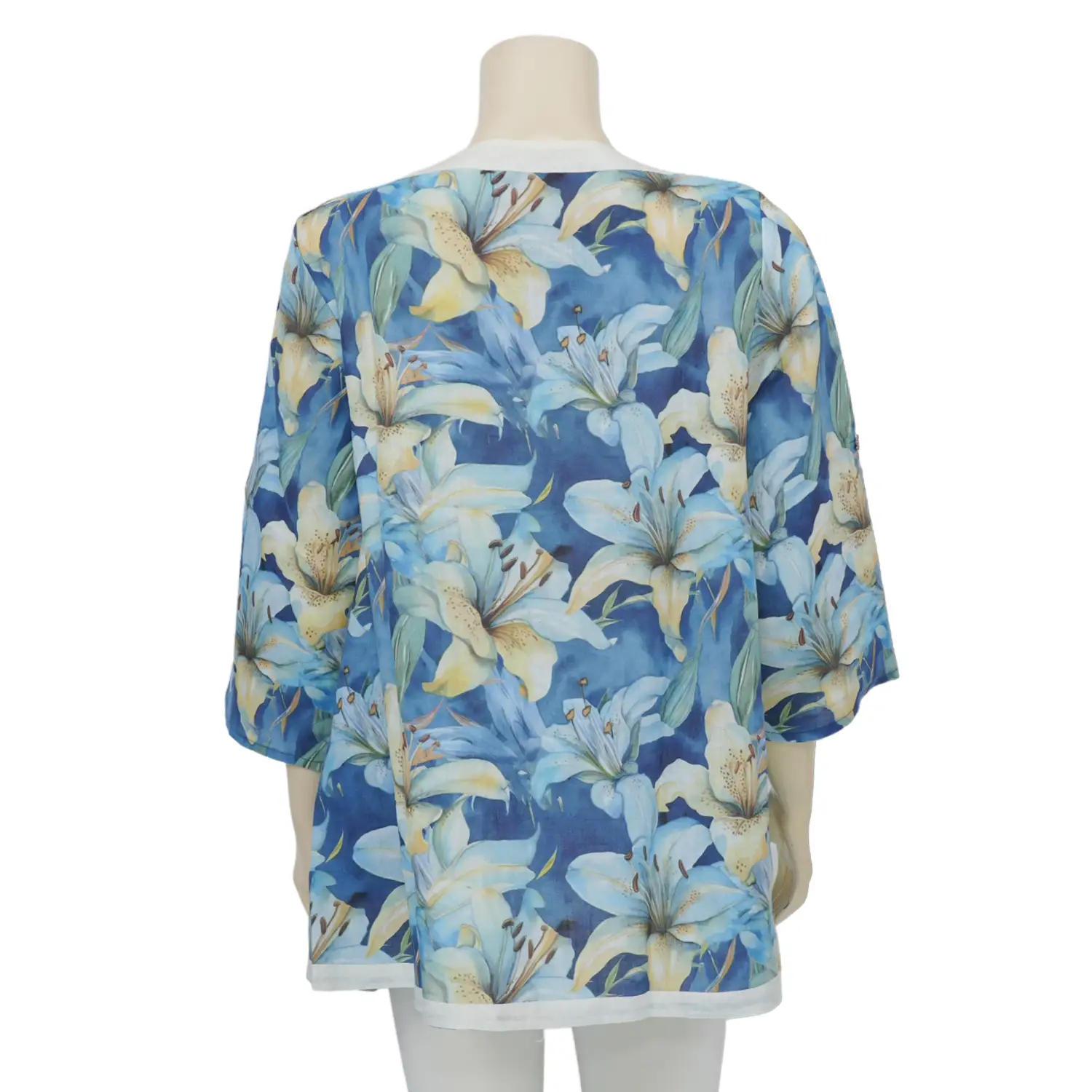 ลียา เสื้อคอกลม ผ่ากระดุมหน้า แขน 4 ส่วน ลายดอกไม้บาน - Image 3