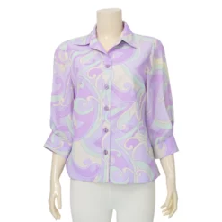 มิกิโกะ เสื้อเชิ้ตแขน 3 ส่วน สีม่วงพาสเทลMIKIKO