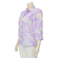 มิกิโกะ เสื้อเชิ้ตแขน 3 ส่วน สีม่วงพาสเทลMIKIKO - Image 2