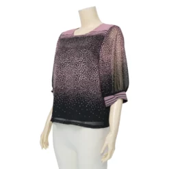 มิกิโกะ เสื้อคอกลม แขน 3 ส่วน ผ้าชีฟองโทนสีดำ - Image 2