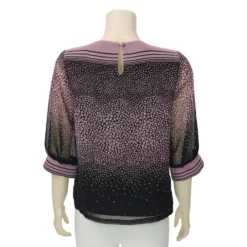 มิกิโกะ เสื้อคอกลม แขน 3 ส่วน ผ้าชีฟองโทนสีดำ - Image 3