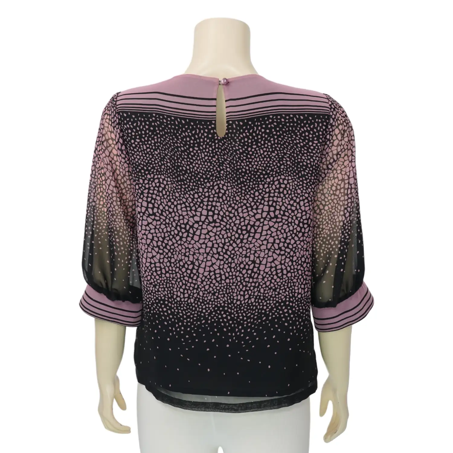 มิกิโกะ เสื้อคอกลม แขน 3 ส่วน ผ้าชีฟองโทนสีดำ - Image 3