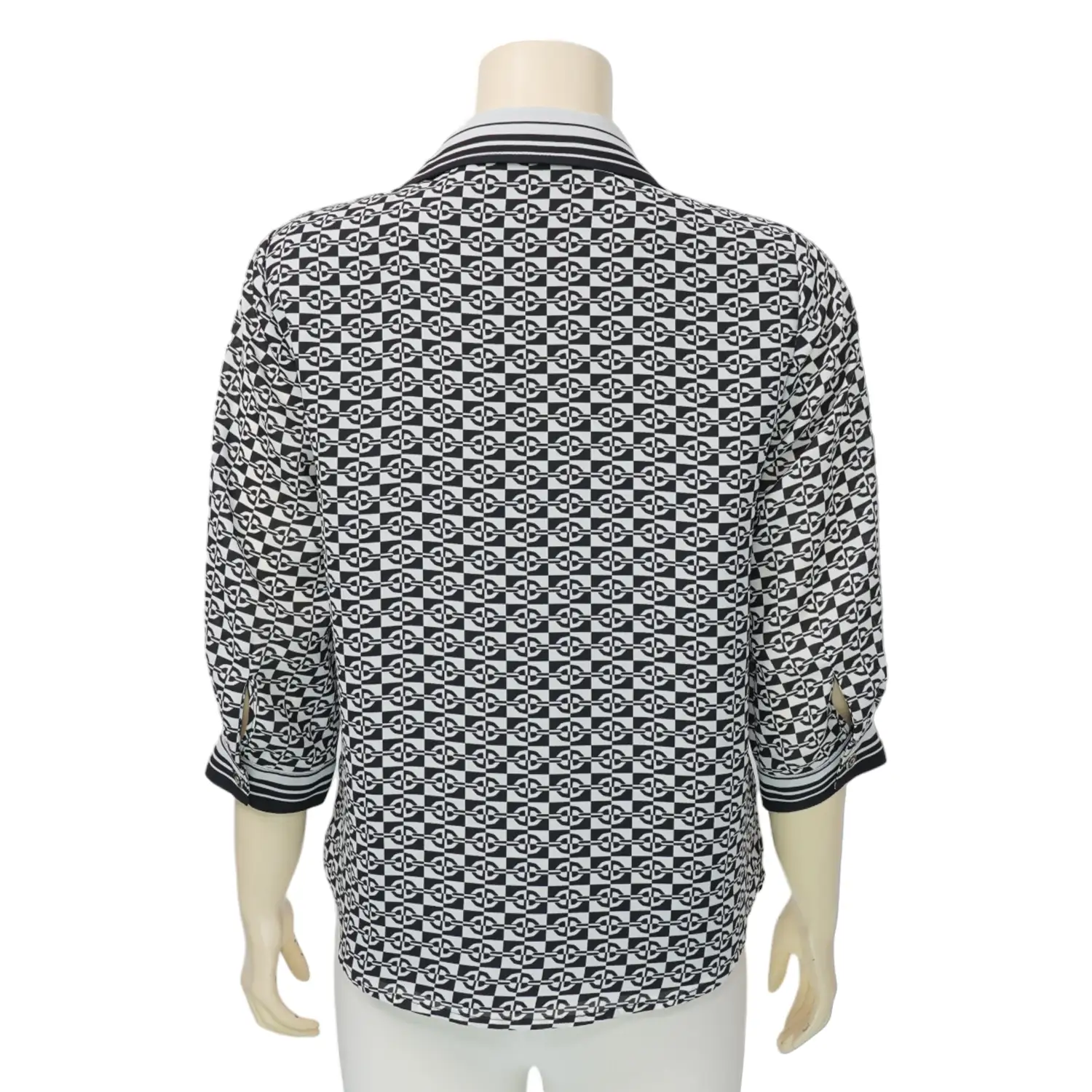มิกิโกะ เสื้อเชิ้ต แขน 3 ส่วน ผ้าชีฟองพิมพ์ลายทาง - Image 3