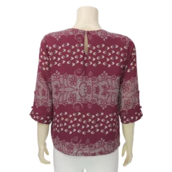 มิกิโกะ เสื้อคอกลม แขน 3 ส่วน สีเลือดหมู - Image 3