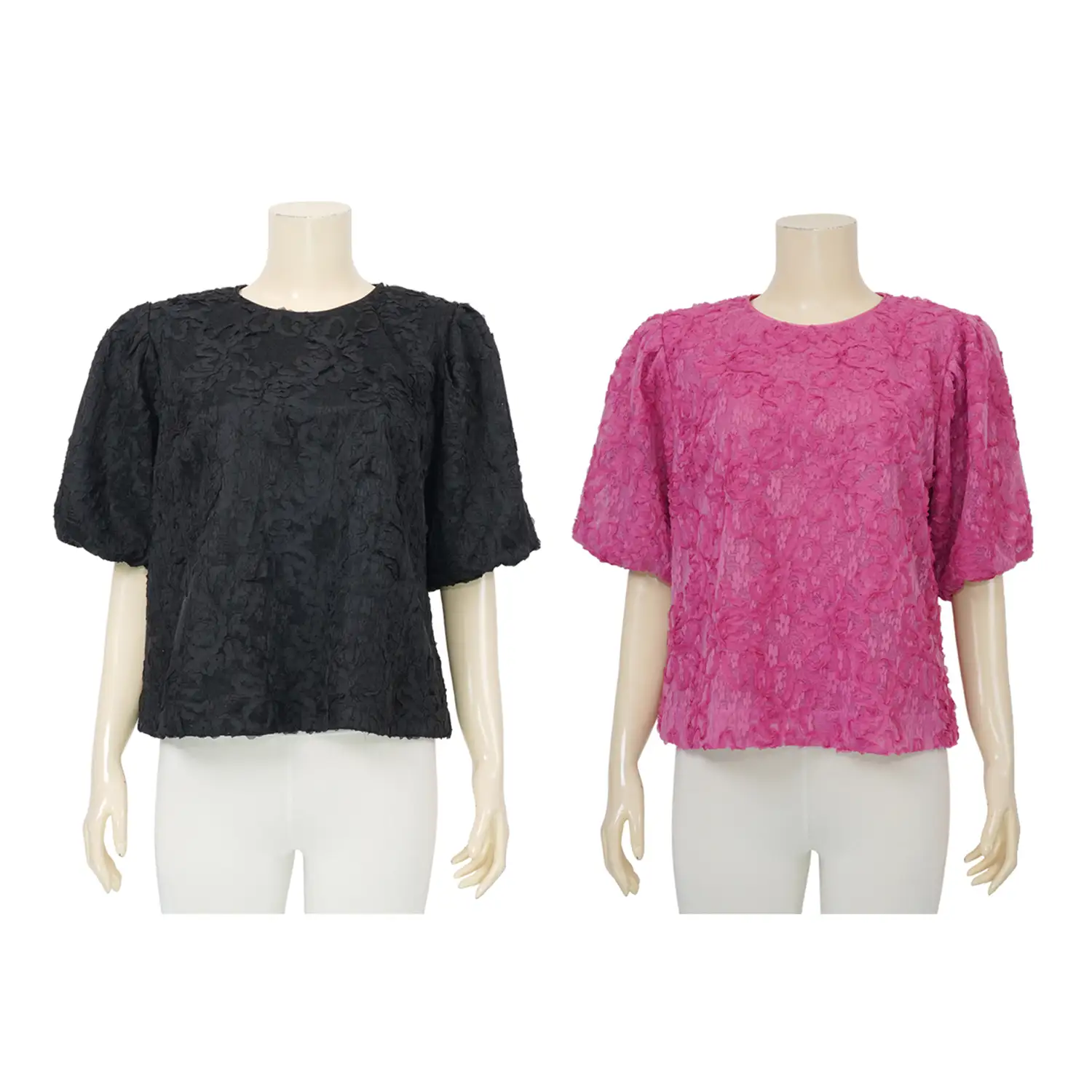 เบคกี้ รัสเซล เสื้อคอกลม แขนพอง ผ้าลูกไม้