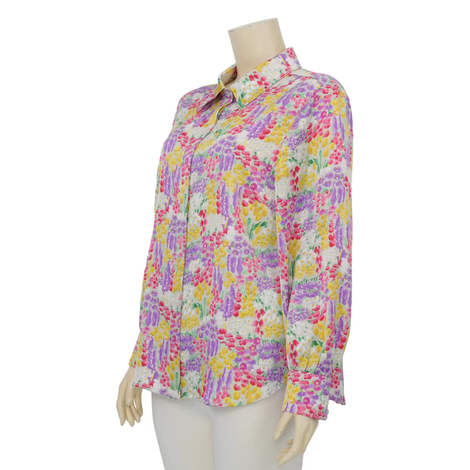 เบคกี้ รัสเซล เสื้อเชิ้ต แขนยาว ทรงแขนพอง ผ้าซาติน ลายฟลอรัล - Image 2