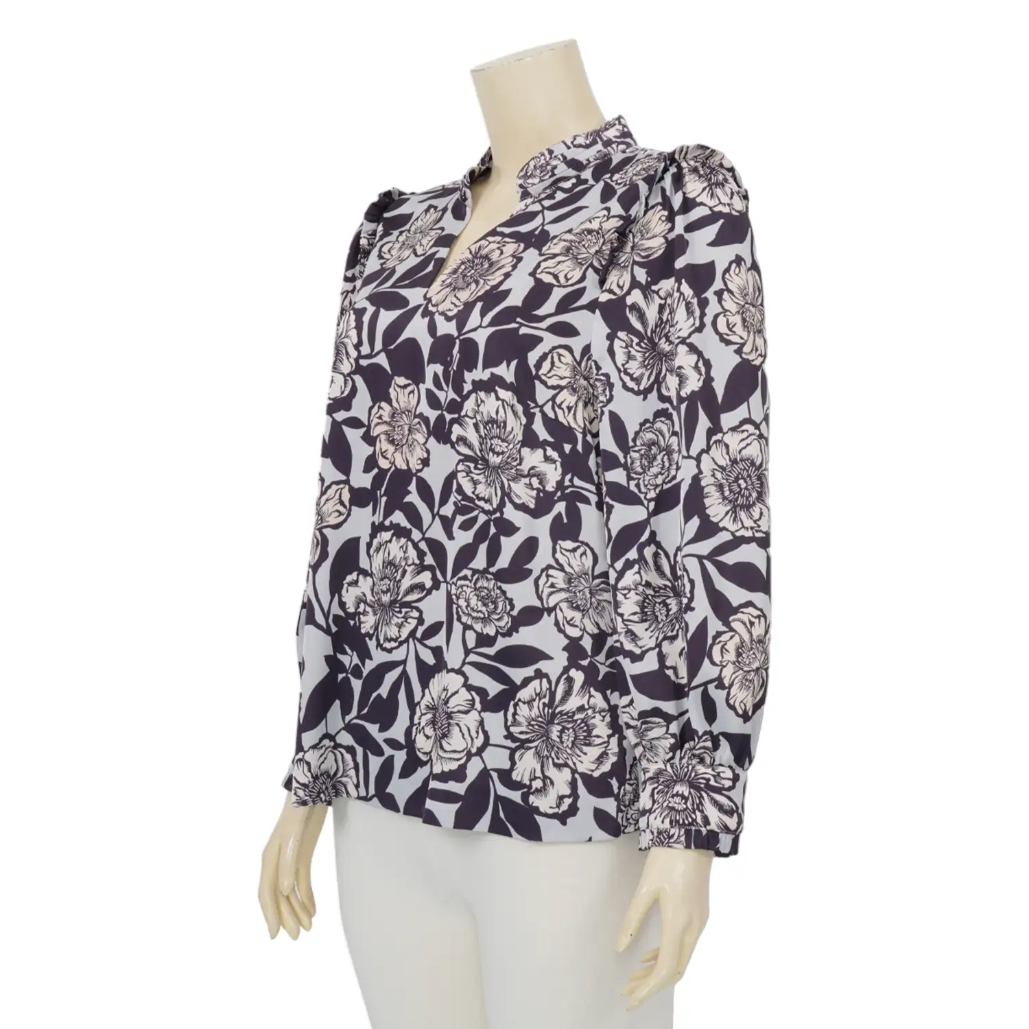 เบคกี้ รัสเซล เสื้อคอตั้ง แต่งเกล็ดรอบคอ แขนยาว แต่งระบาย ผ้าซาติน - Image 2