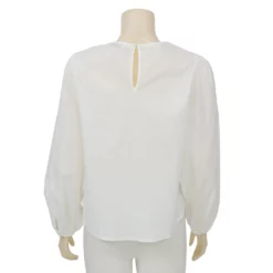IIMK เสื้อเบลาส์คอกลม แขนยาวทรงแขนพอง ผ้าคอตตอนปักลาย อิตาเลียน วินเทจ - Image 3