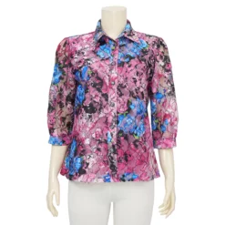 อาลิย่า เสื้อเชิ้ต แขน 3 ส่วน  ผ้าลูกไม้ราเชล ลายฟลอรัล - Image 2