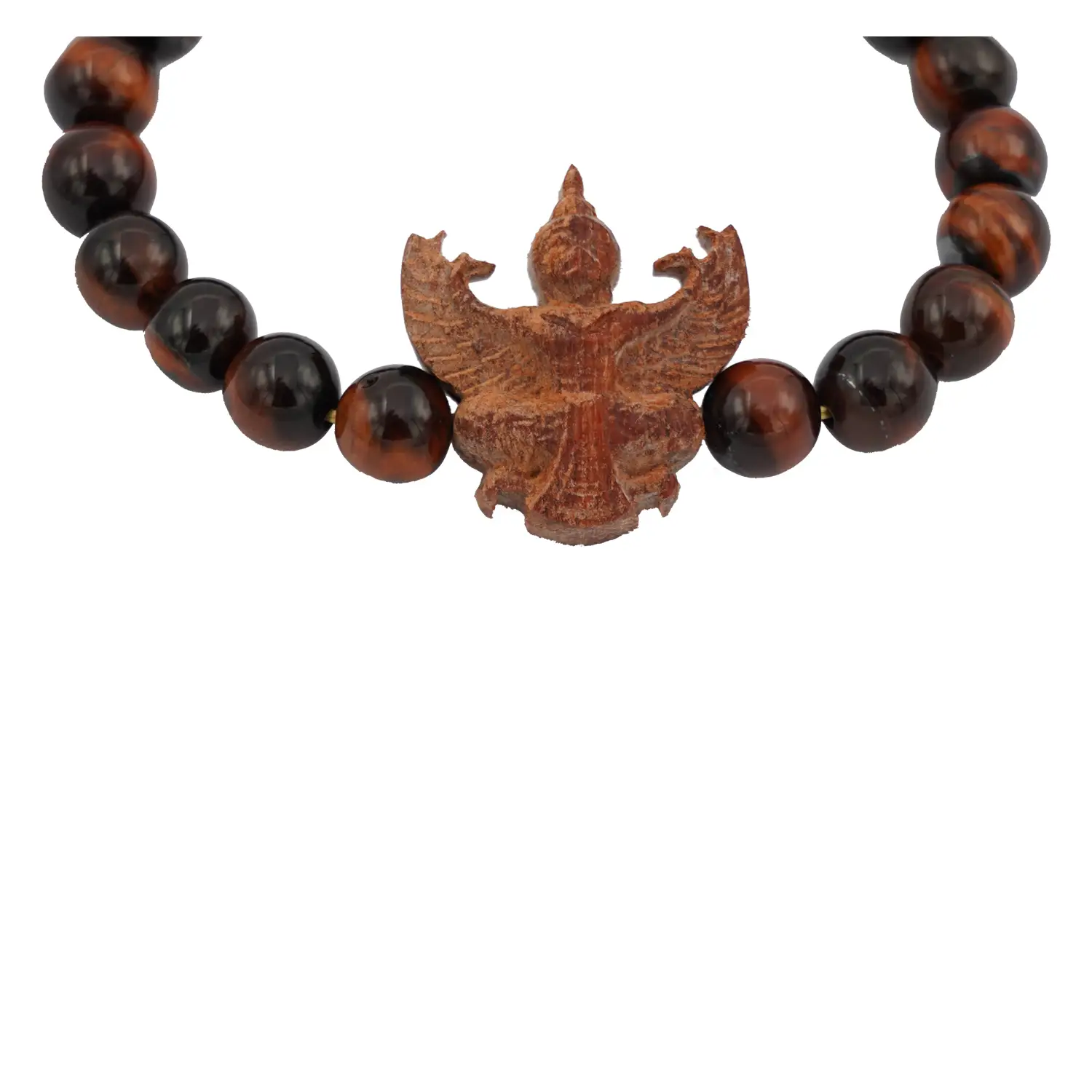 สร้อยข้อมือแก้วตาเสือสีแดง พร้อมส่วนตกแต่งพญาครุฑ และลูกปัดลงอักขระมงคล - Image 5