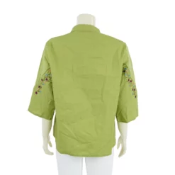 เสื้อคอจีน แขน 3 ส่วน ผ้าคอตตอน แต่งฉลุ และปักลายดอกไม้ - Image 5