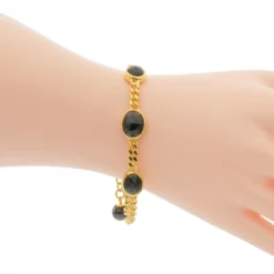 อัญญามินทร์ สร้อยข้อมือเงิน925 ชุบทอง18K ประดับ สปิเนลสีดำและฮีมาไทต์ - Image 2