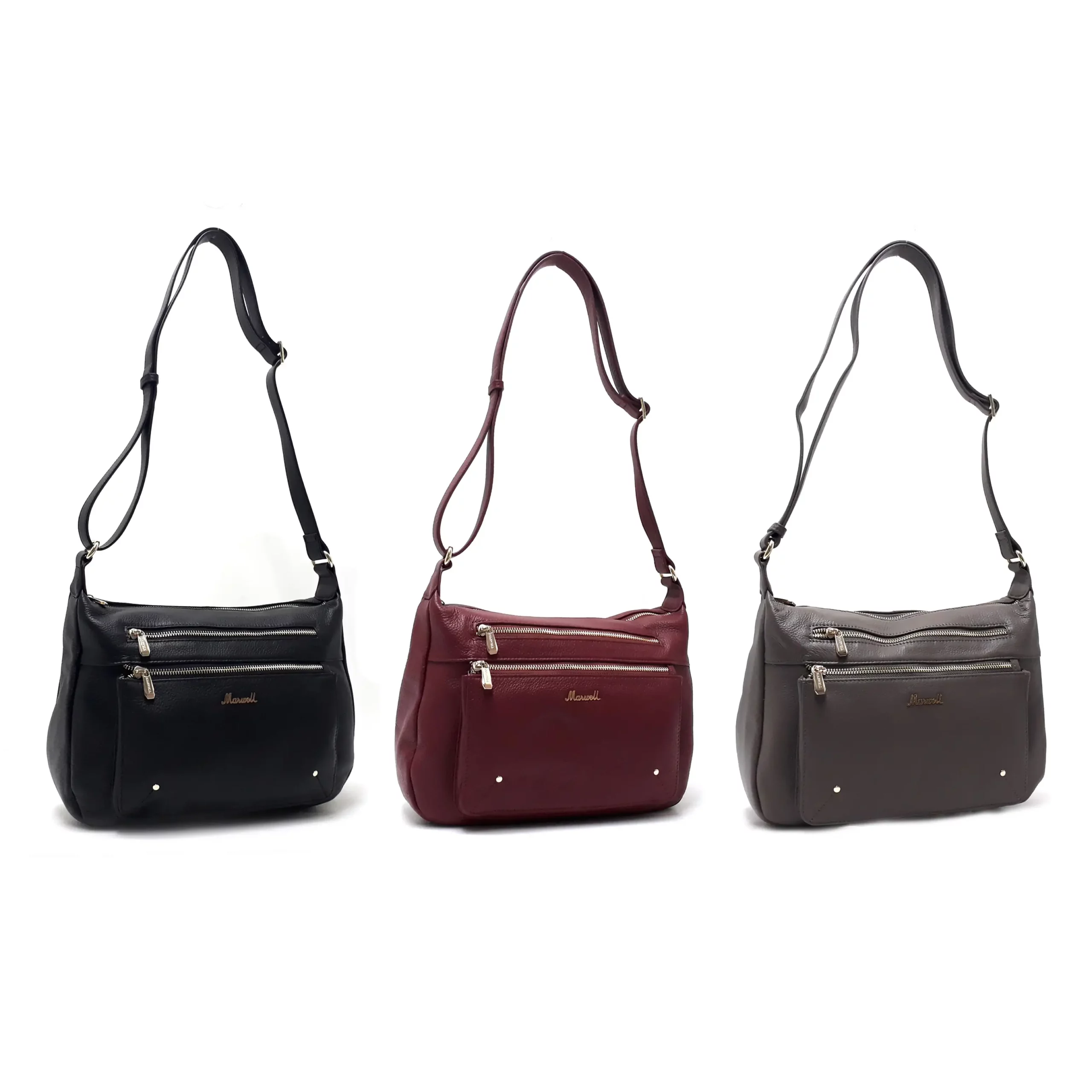 มาร์เวล กระเป๋าสะพาย Crossbody หนังวัวปั๊มลายลิ้นจี่ใหญ่
