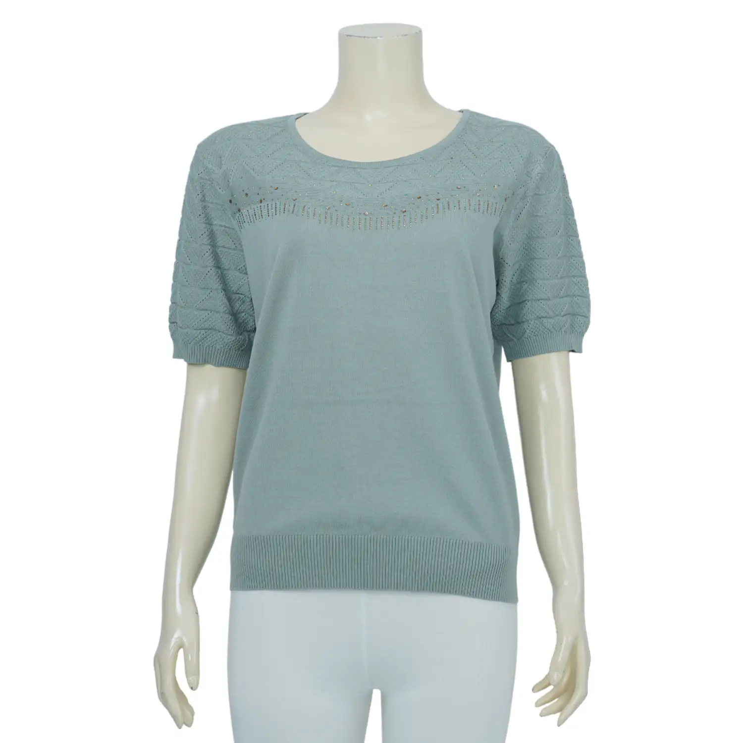 ลลินา เสื้อไหมพรมซิลค์พรีเมียม คอกลม แต่งคริสตัล - Image 3
