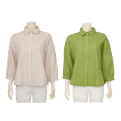 แอลลี่ เสื้อคอบัว แขน 3 ส่วน ลายซิกแซก