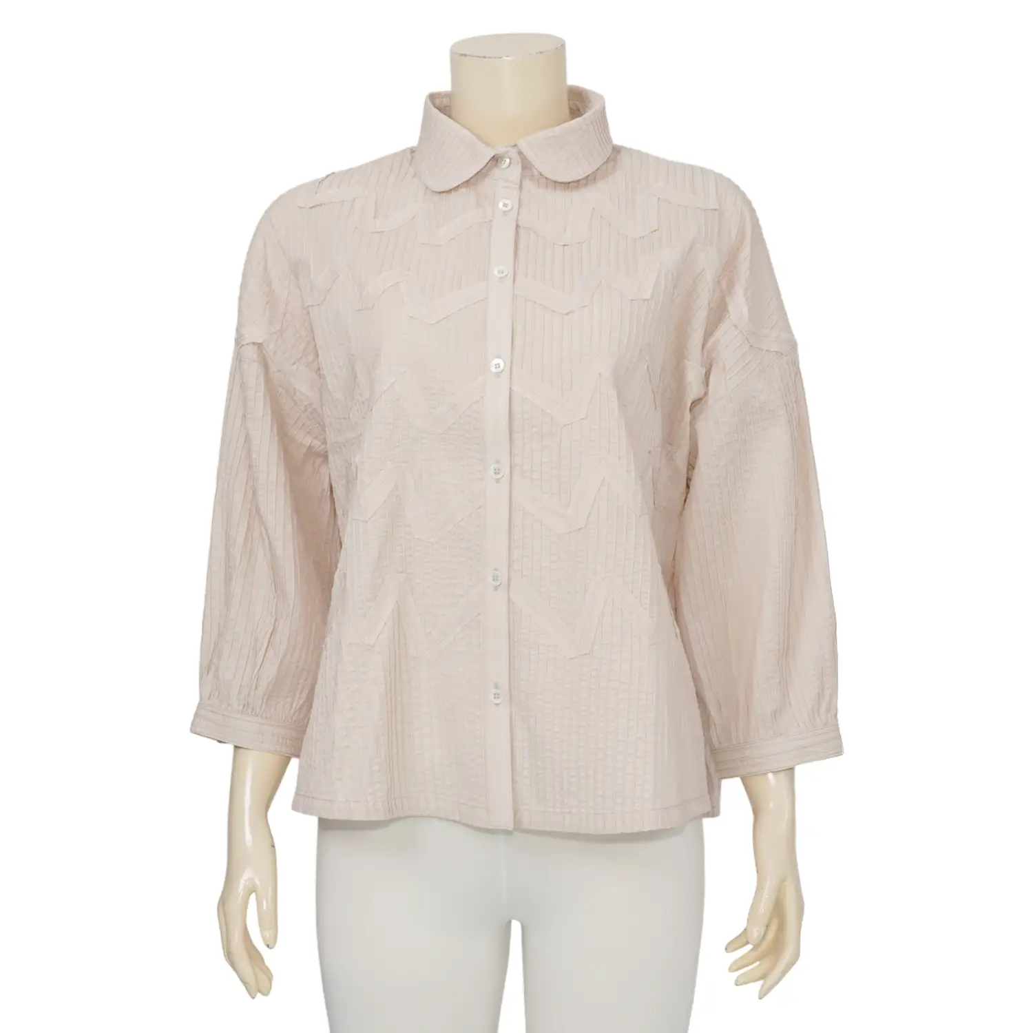แอลลี่ เสื้อคอบัว แขน 3 ส่วน ลายซิกแซก - Image 2