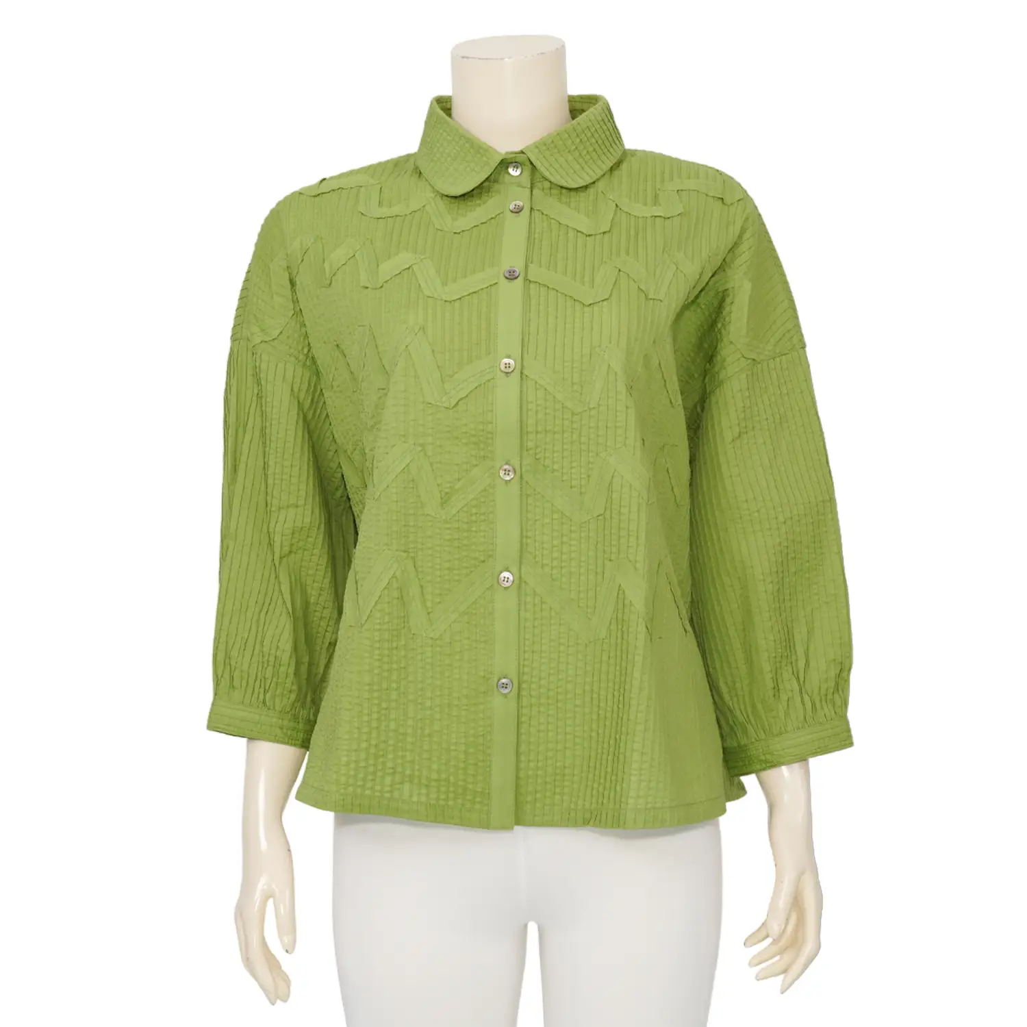 แอลลี่ เสื้อคอบัว แขน 3 ส่วน ลายซิกแซก - Image 3