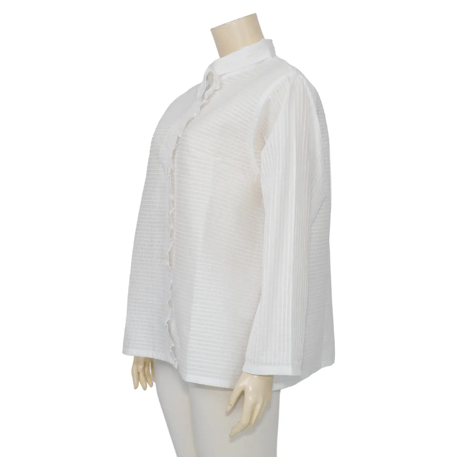 แอลลี่ เสื้อคอตั้ง แขนยาว สาบหน้าแต่งระบาย - Image 2