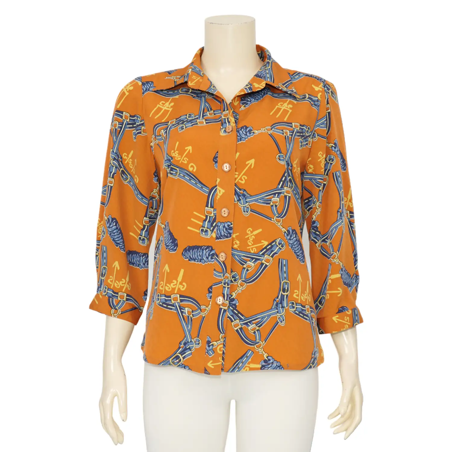 เอ๊ะ จัง เสื้อเชิ้ต แขน 4 ส่วน ผ้าพีชสกิน ลายวินเทจ - Image 3