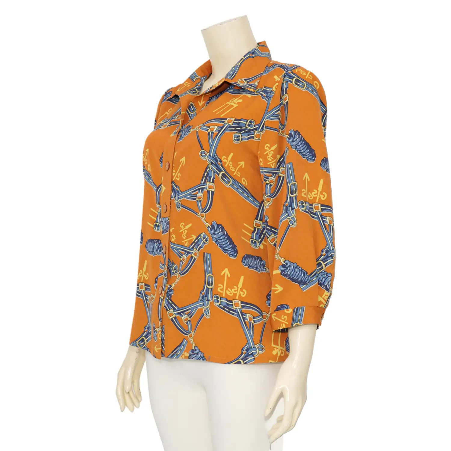เอ๊ะ จัง เสื้อเชิ้ต แขน 4 ส่วน ผ้าพีชสกิน ลายวินเทจ - Image 4