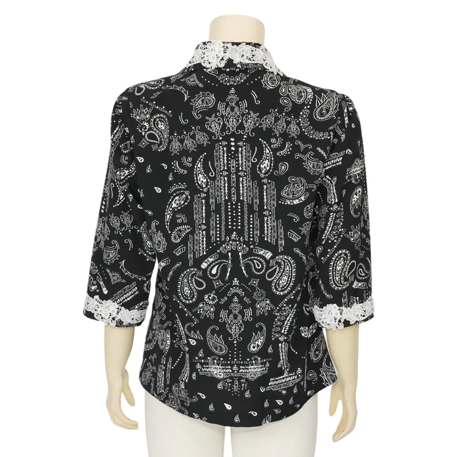 เอ๊ะ จัง เสื้อเชิ้ต แขน 4 ส่วน ผ้าพีชสกิน ลายเพสลีย์ - Image 3