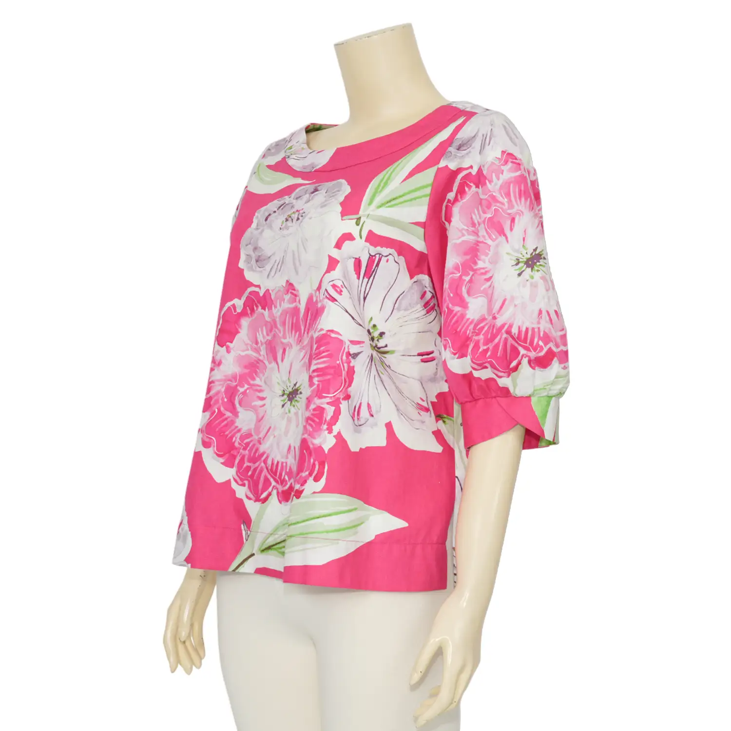 เอ๊ะ จัง เสื้อเบลาส์คอปาด แขน 3 ส่วน ลายฟลอรัล - Image 2