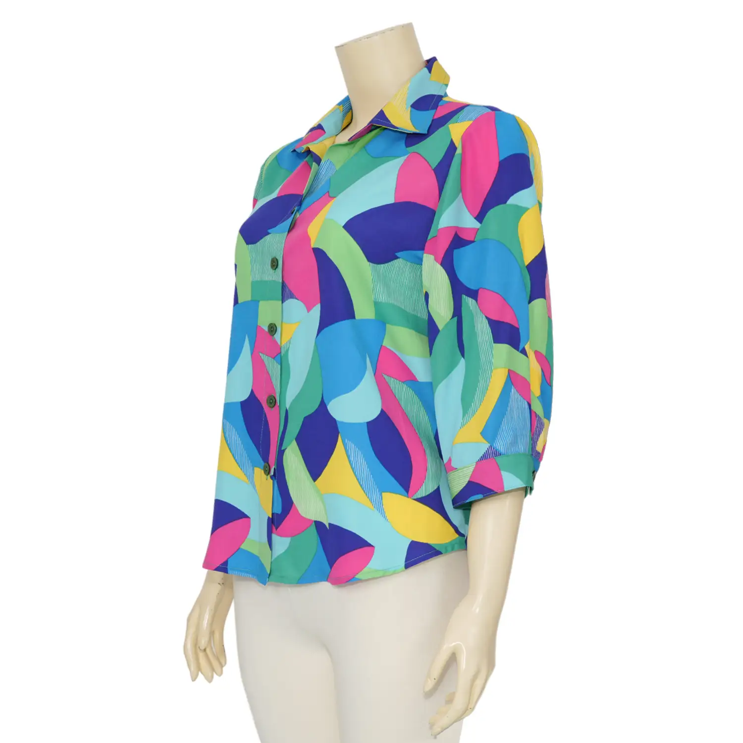 เอ๊ะ จัง เสื้อเชิ้ต แขน 3 ส่วน ผ้าพีชสกิน ลาย Art Colorful - Image 2
