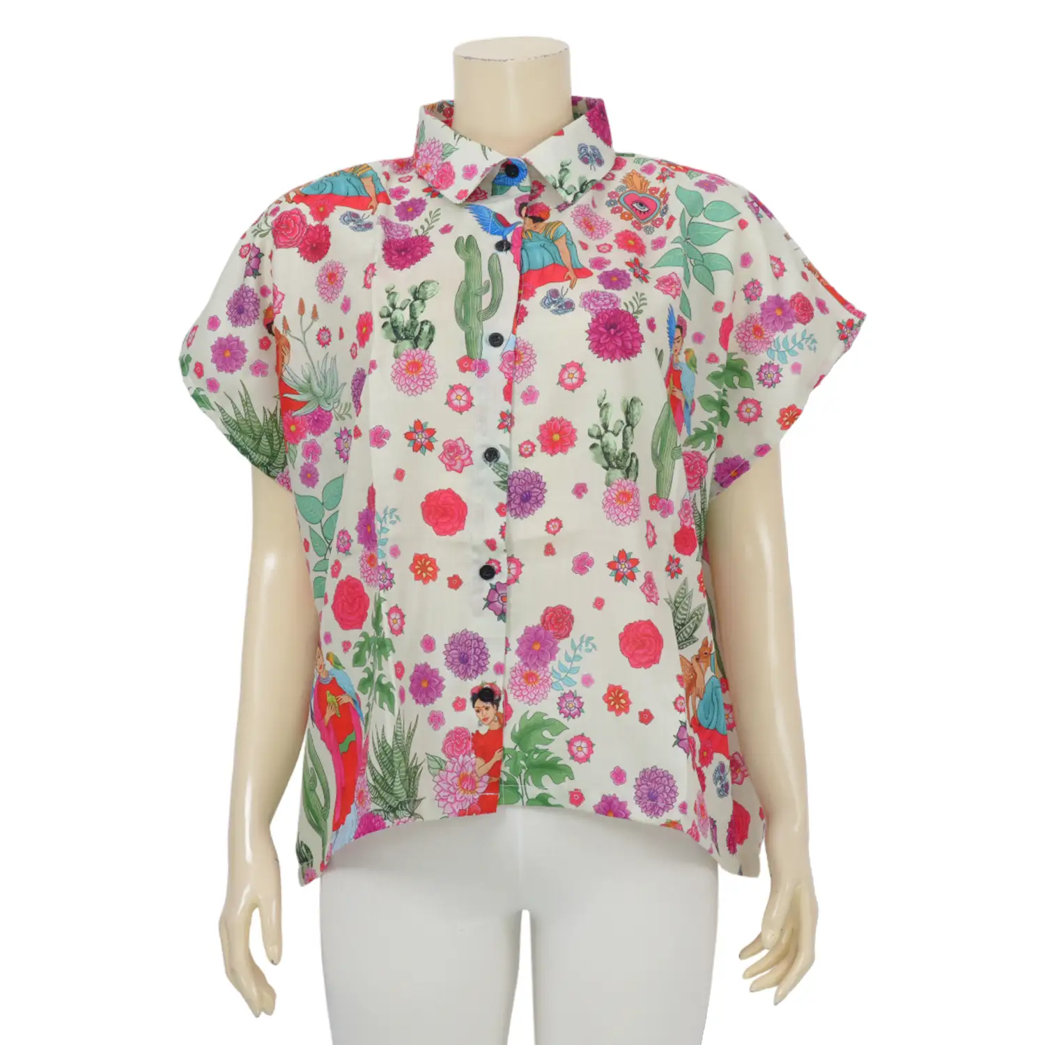 จิณณ์ณิชา ซิกเนเจอร์ เสื้อเชิ้ต แขนสั้น ผ้าไหมอินเดียผสม ลาย The Blooming