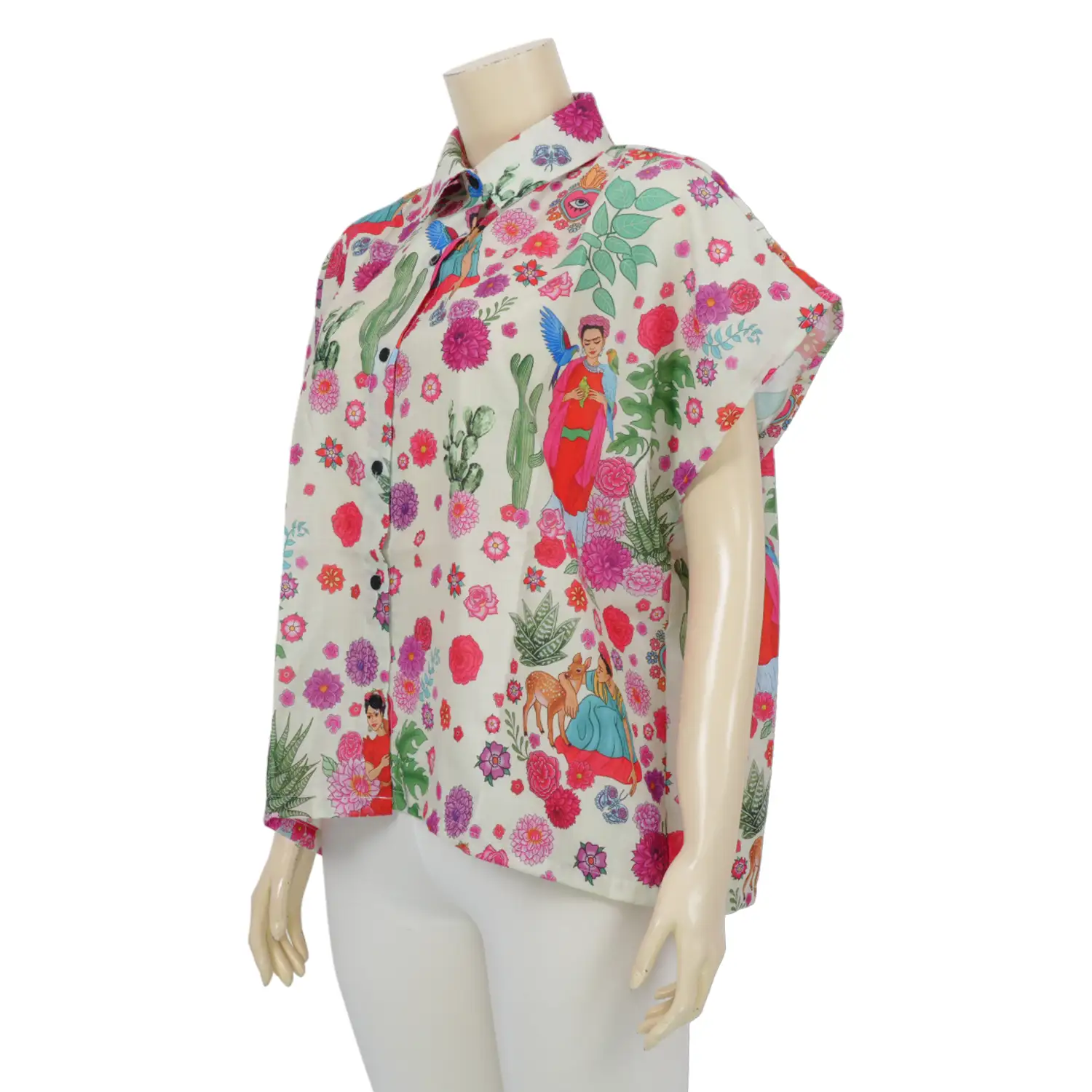 จิณณ์ณิชา ซิกเนเจอร์ เสื้อเชิ้ต แขนสั้น ผ้าไหมอินเดียผสม ลาย The Blooming - Image 2