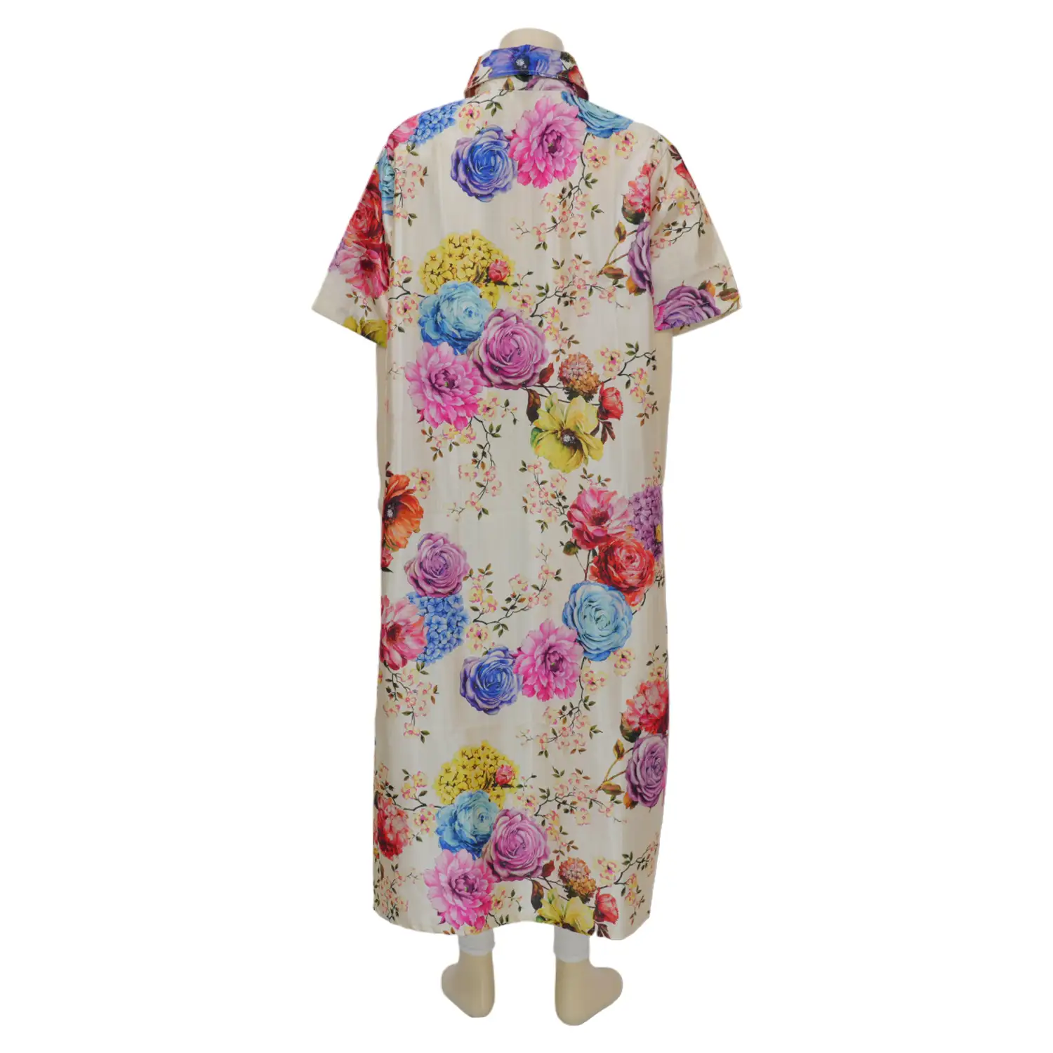 จิณณ์ณิชา ซิกเนเจอร์ เดรสเชิ้ต แขนสั้น ผ้าไหมอินเดียสีทอง ลาย Refreshing Flower - Image 3