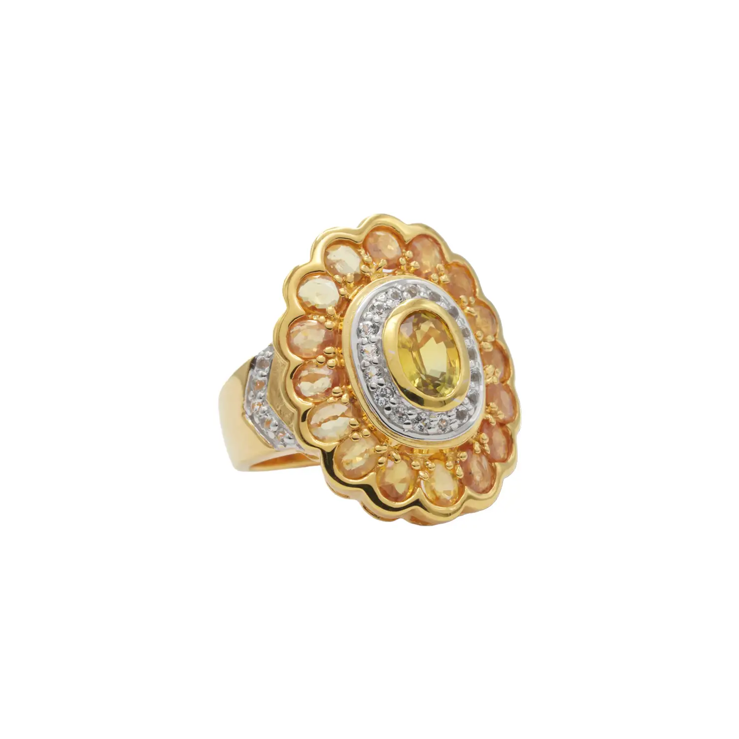 เนตรไอริน แหวนเงิน925 ชุบทอง18K ประดับบุษราคัม และโทแพซสีขาว - Image 2