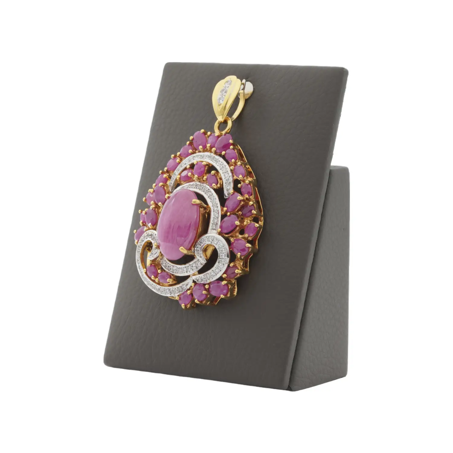 เนตรไอริน จี้เงิน925 ชุบทอง18K ประดับทับทิม และโทแพซสีขาว - Image 3