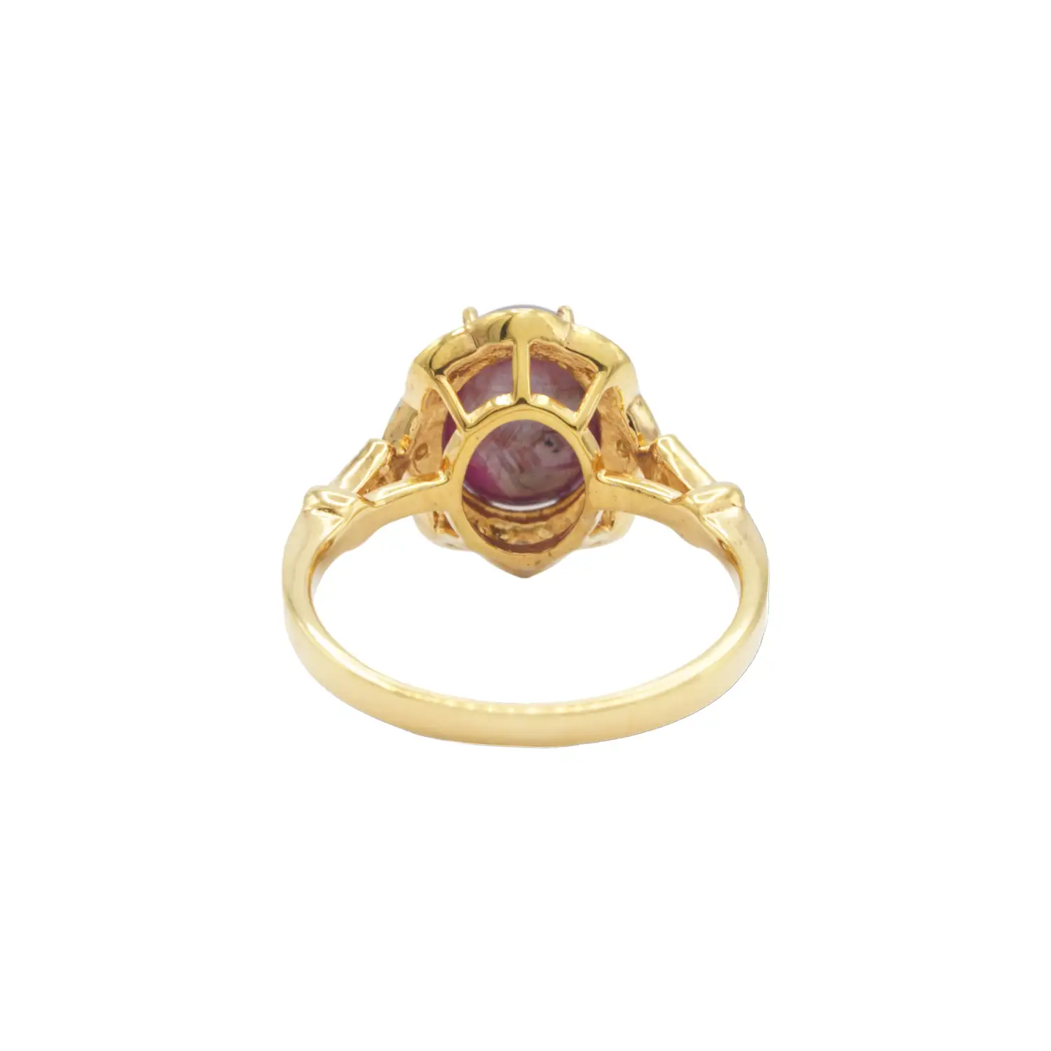 เนตรไอริน แหวนเงิน925 ชุบทอง18K ประดับทับทิม และโทแพซสีขาว - Image 4